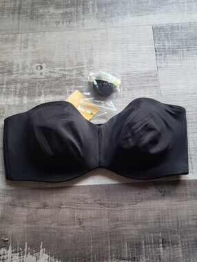 DELIMIRA Strapless Unlined Underwire Minimizer Support Bra Size 38D Black NWT